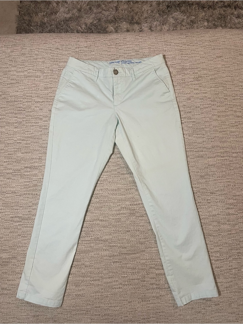 GAP Khakis Skinny Boyfriend Pants Size 2R Light Mint Green Aqua